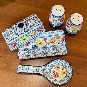 Hand Painted Floral Stoneware Set
